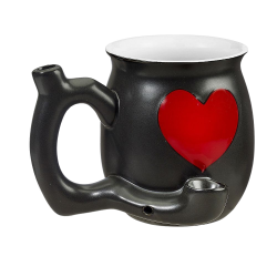 Embossed Red Heart Black Mug [82521]